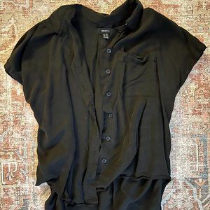 Forever 21 Black Button Down Short-Sleeved Shirt